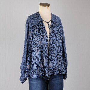 NWT - Free People Mixed Print Paisley Bohemian Balloon Sleeve Oversized Kimono M